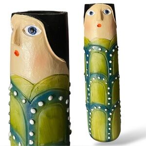 Odd But Interesting Fun! Boho Art Bud Vase “Spring” Mother Nature Hand Painted